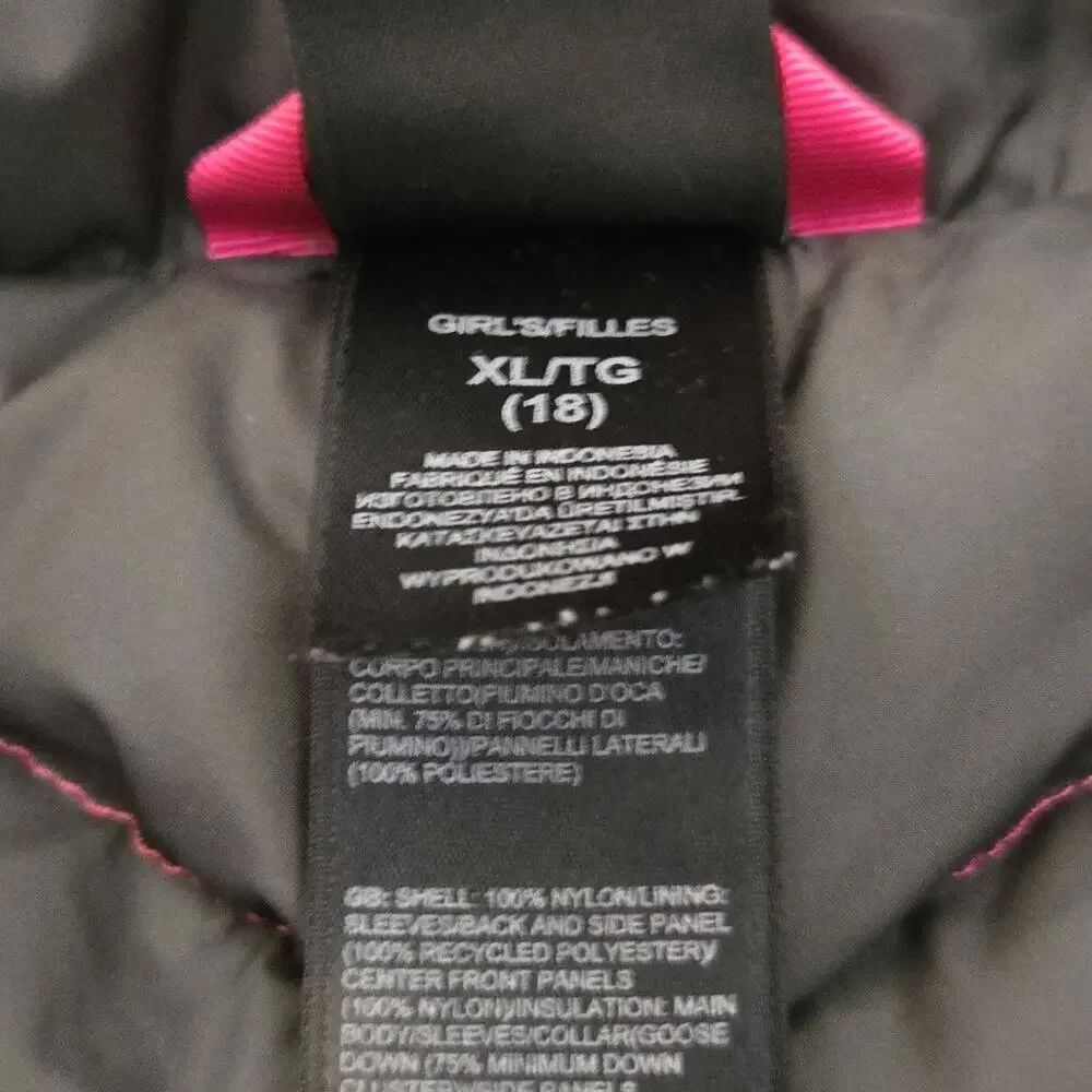 The North Face Girls XL 18 Goose Down Barbie Pink Puffer Jacket Coat‎ 550